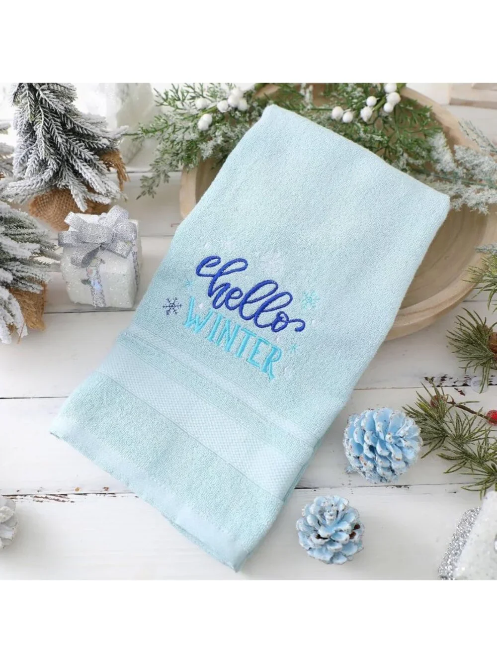 Set of 12 Seasonal Holiday Embroidered Cotton Hand Towels - Perfect for Home